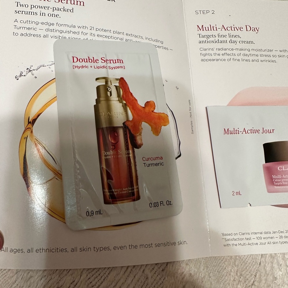 Five Clarins samples